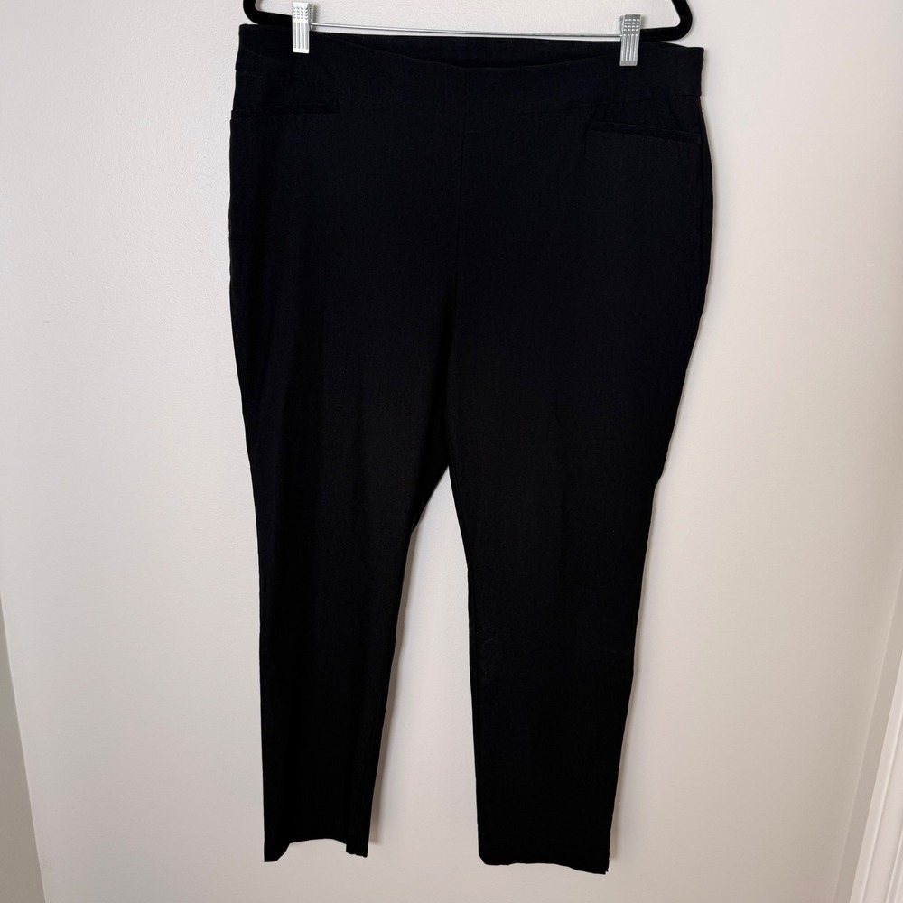 Chicos Slimming Classic Black Ankle Pant (3/XL/16) Stretch Minimal Closet Staple - Picture 2 of 12